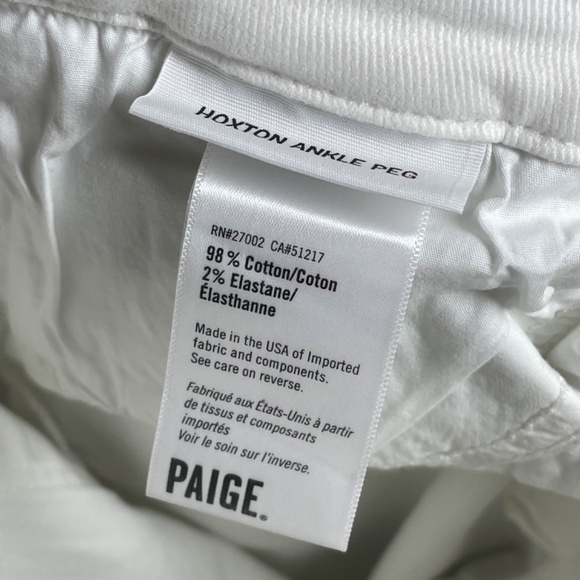 Paige Jeans Womens 30 white denim hoxton ankle peg skinny designer casual bow - Picture 5 of 9